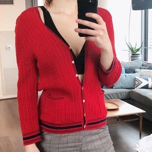 <SOLD> Ralph Lauren knitted cardigan pockets blue